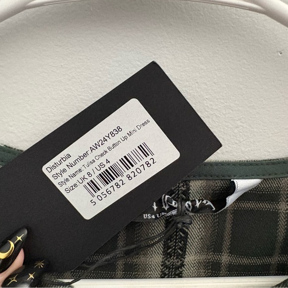 Tulisa Check Button-Up Mini Dress Sz 4 – Puff Sleeves, Alt Shirt Dress - Picture 7 of 7